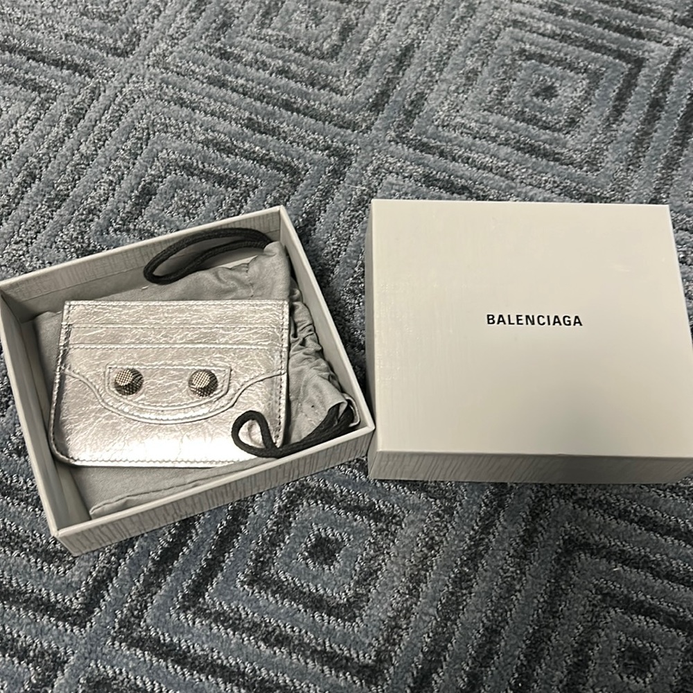 Balenciaga wallet card holder silver Cagole